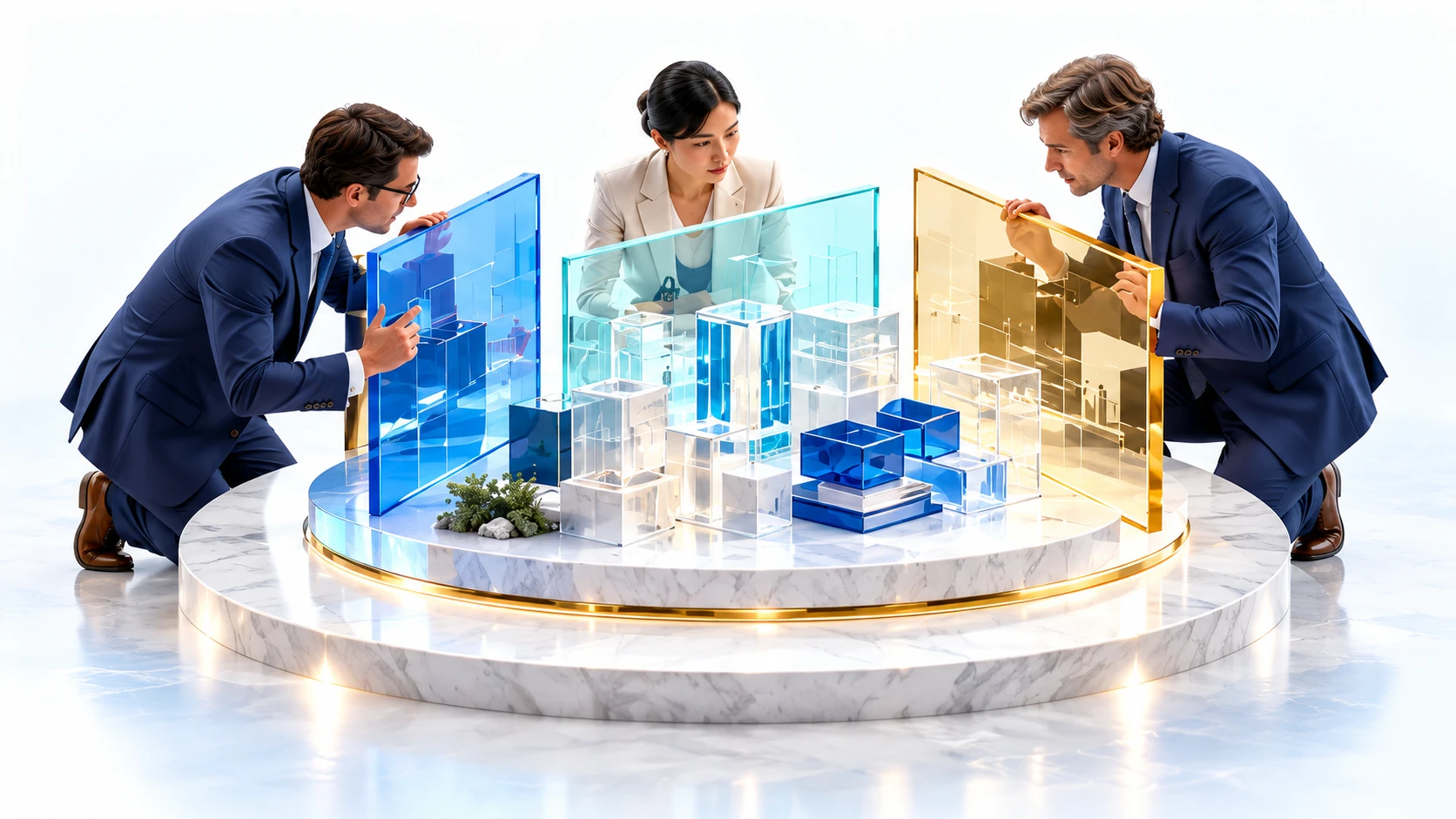 Three human colleagues bring different perspectives to one shared project