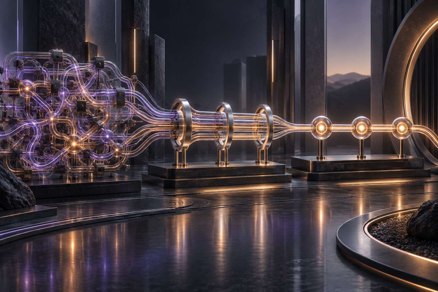 A sophisticated 3D system moving from complex bottlenecks to a clear and reliable delivery path.